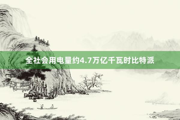 全社会用电量约4.7万亿千瓦时比特派