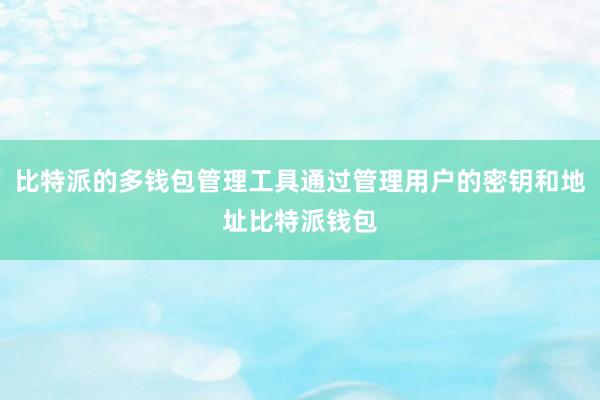 比特派的多钱包管理工具通过管理用户的密钥和地址比特派钱包