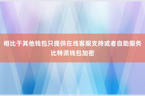 相比于其他钱包只提供在线客服支持或者自助服务比特派钱包加密