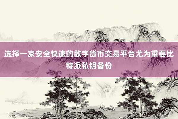 选择一家安全快速的数字货币交易平台尤为重要比特派私钥备份